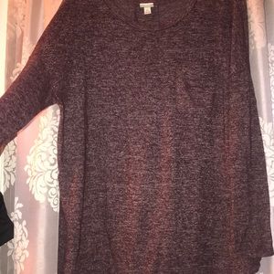 Heathered plum long sleeve with front pocket